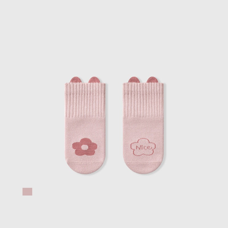 Autumn Baby Unisex Breathable Animals Cartoon and Flower Pattern Color Patchwork Thin Socks-4