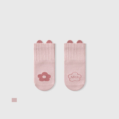 Autumn Baby Unisex Breathable Animals Cartoon and Flower Pattern Color Patchwork Thin Socks-4