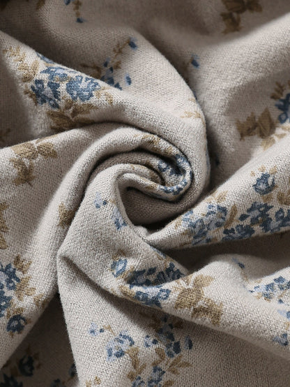 Autumn Arrival Baby Kids Girls Floral Pattern Long Sleeves Ruffle Neck Dress-3