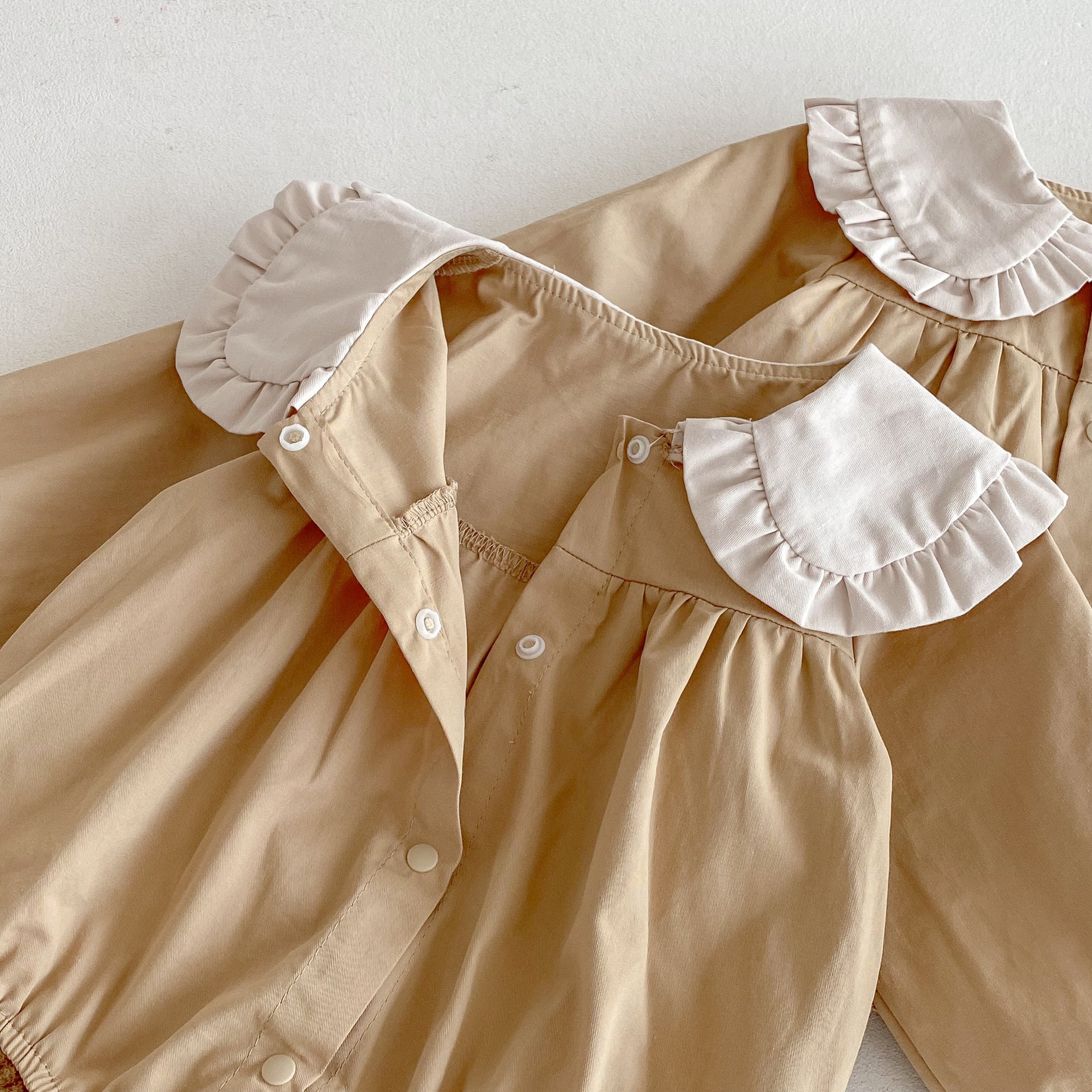 Autumn Arrival Baby Girls Color Patchwork Long-sleeved Onesies and Dress – Princess Sister Matching Set-3