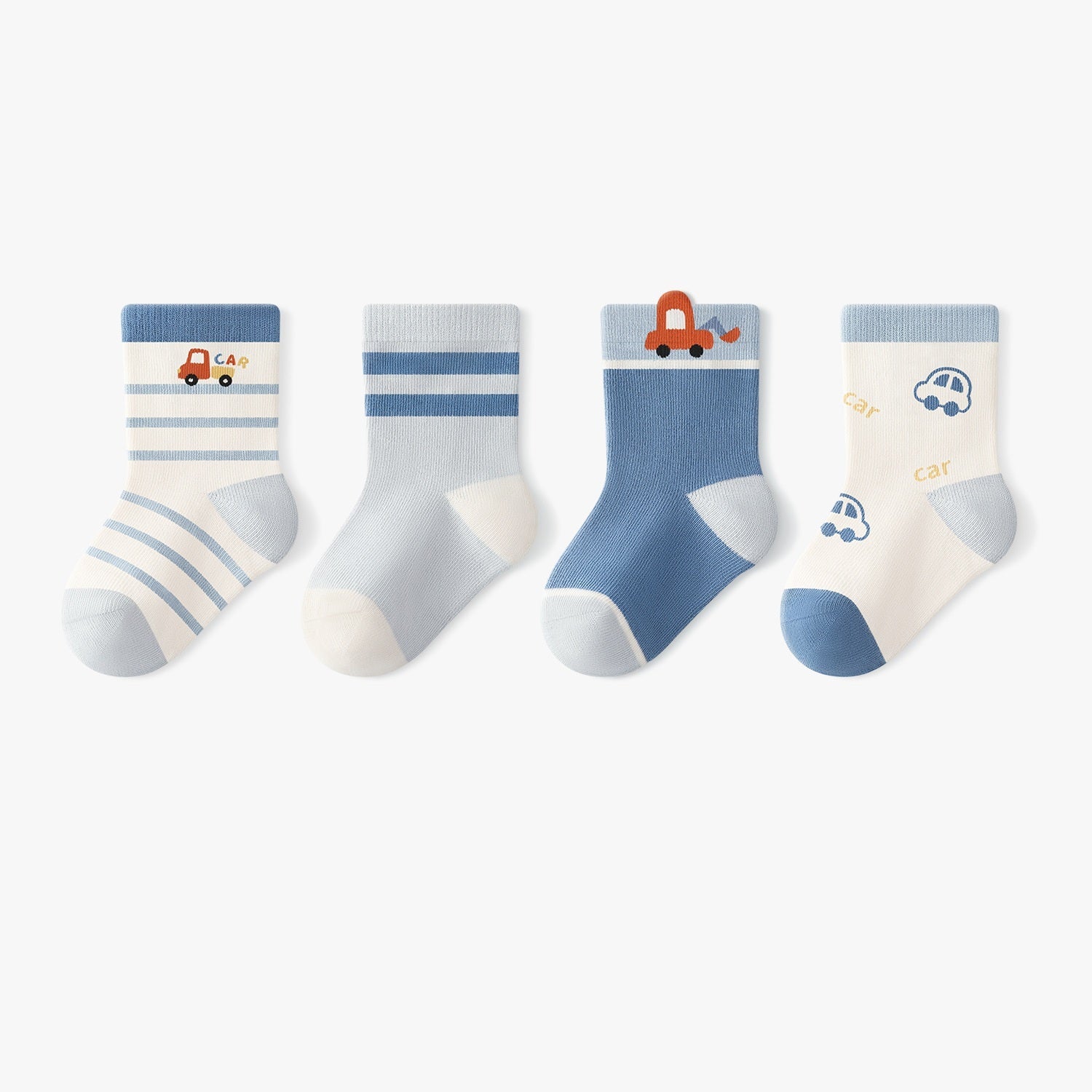 Autumn Arrival Baby Unisex Breathable Cute Cartoon Pattern Socks 1 Lot=4-Pair Set-1