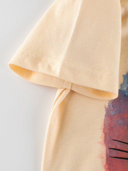 Boys Cartoon Colorful Lion Pattern T-Shirt In European And American Style-3