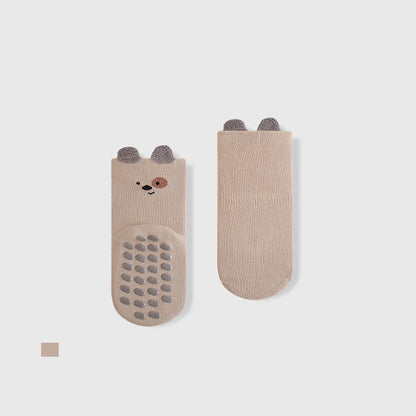 Autumn Baby Unisex Breathable Cartoon Pattern Color Patchwork Anti-slip Socks-4