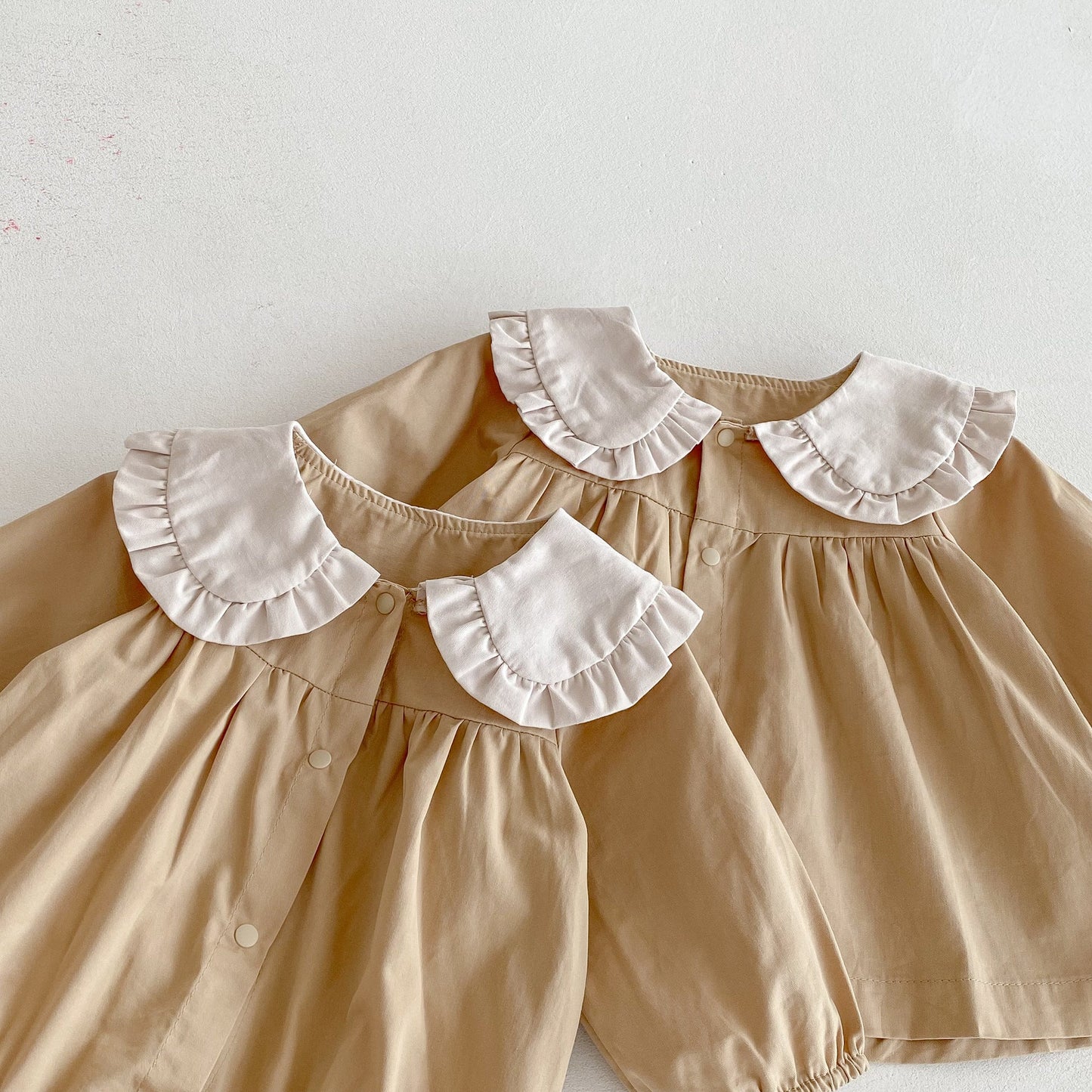 Autumn Arrival Baby Girls Color Patchwork Long-sleeved Onesies and Dress – Princess Sister Matching Set-4