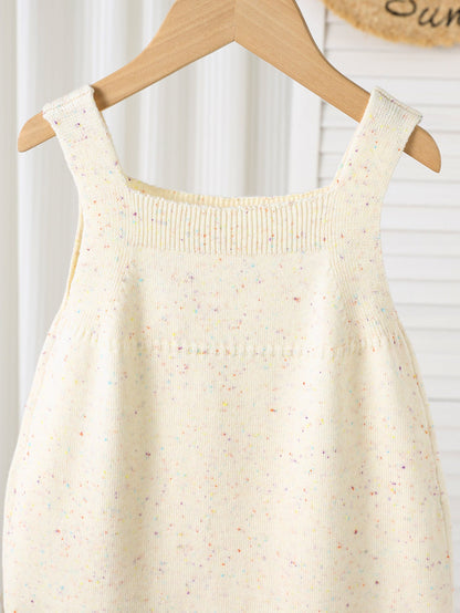 Autumn Arrival Baby Girls Cute Dots and Heart Pattern Sleeveless Strap Onesies-3