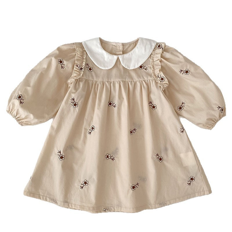 Autumn Arrival Baby Girls French-style Floral Pattern Long-sleeved Onesies and Dress – Princess Sister Matching Set-4