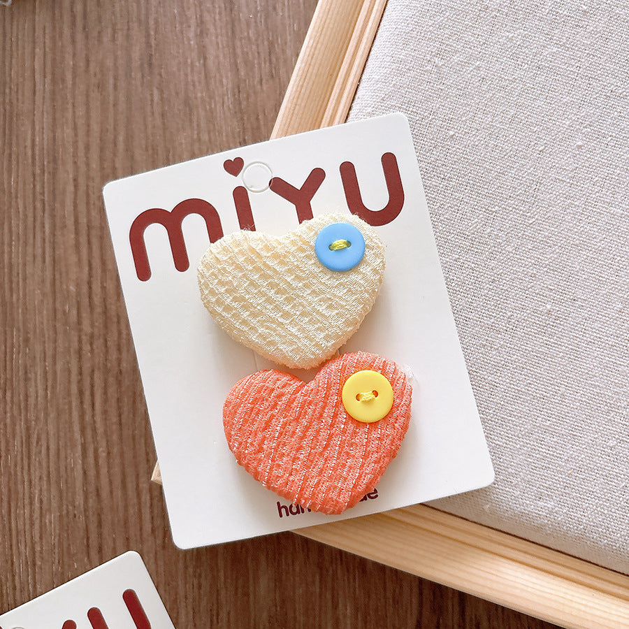 Collection of Versatile Sweet Candy-Colored Love Heart Fabric Hair Clips-4