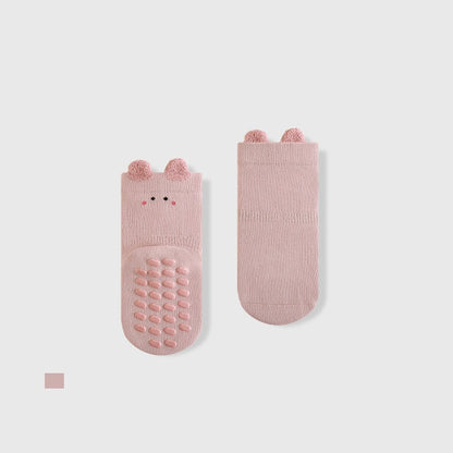 Autumn Baby Unisex Breathable Cartoon Pattern Color Patchwork Anti-slip Socks-5
