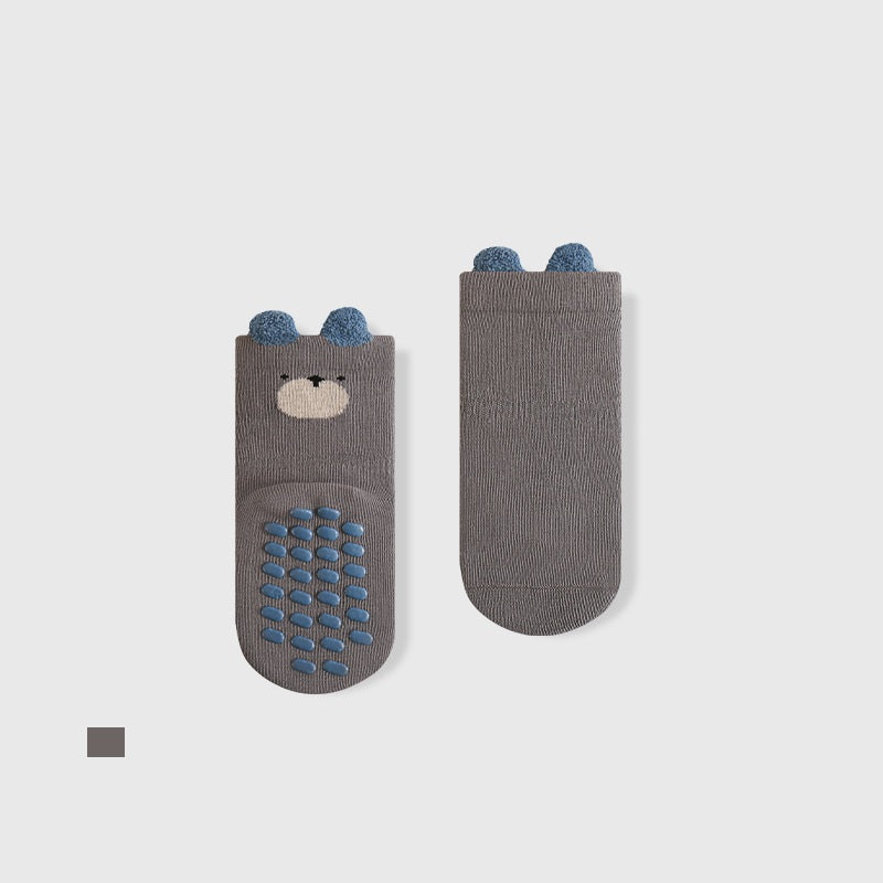 Autumn Baby Unisex Breathable Cartoon Pattern Color Patchwork Anti-slip Socks-3