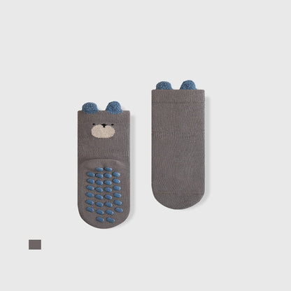 Autumn Baby Unisex Breathable Cartoon Pattern Color Patchwork Anti-slip Socks-3