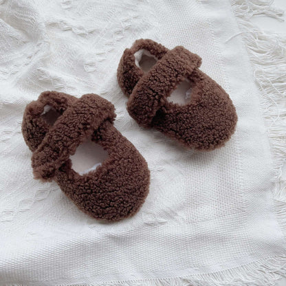 Infant Baby Solid Color Plush Warm Shoes In Winter-7
