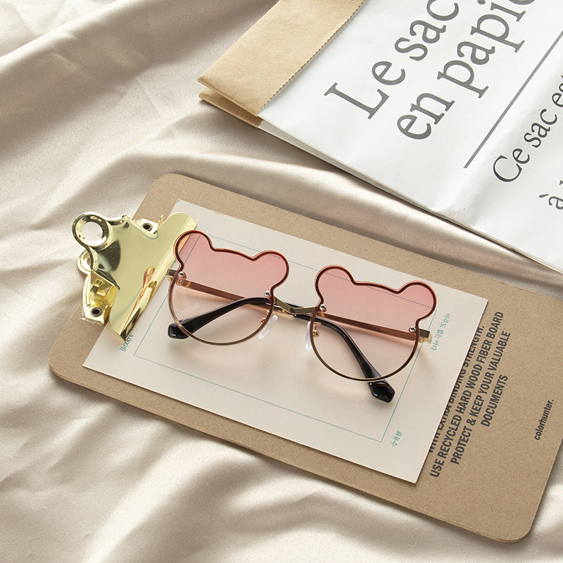 Girls Colorful Lenses Cartoon Frame Shape Fashion Sunglasses-6