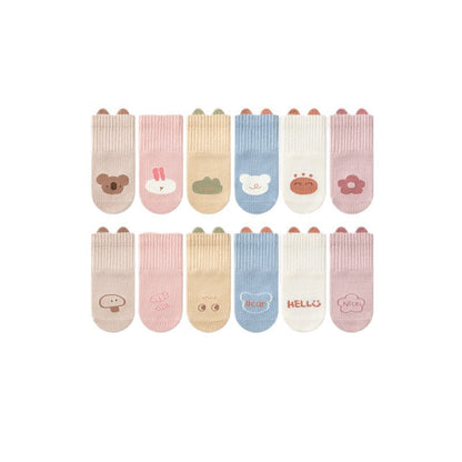 Autumn Baby Unisex Breathable Animals Cartoon and Flower Pattern Color Patchwork Thin Socks-0