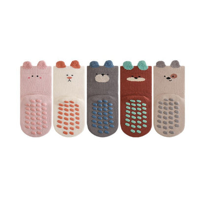 Autumn Baby Unisex Breathable Cartoon Pattern Color Patchwork Anti-slip Socks-0