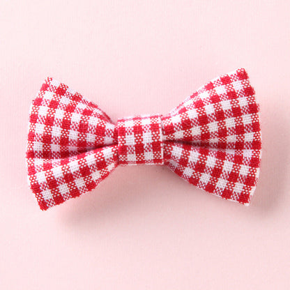Girls Plaid Pattern Bow Tie Hair Fabric 2 pc. Clips Handmade Accessory-8