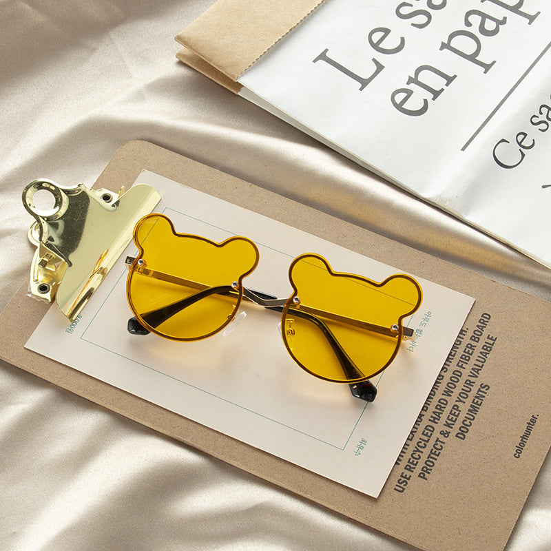 Girls Colorful Lenses Cartoon Frame Shape Fashion Sunglasses-8