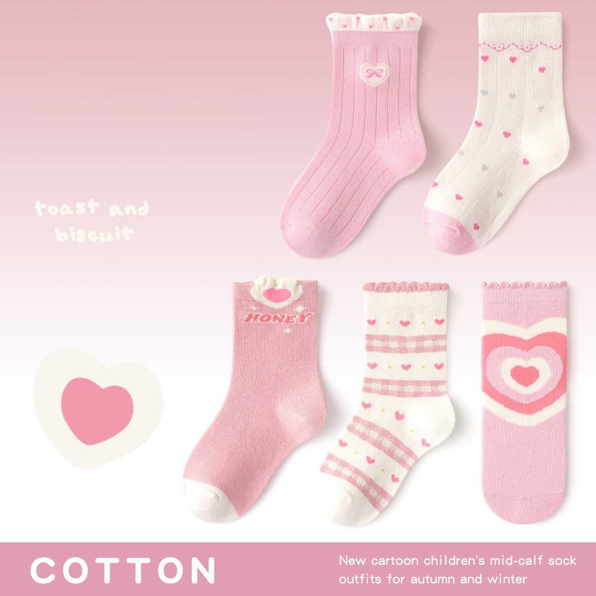 Autumn Arrival Baby Girls Breathable Cute Pattern Socks 1 Lot=5-Pair Set-9