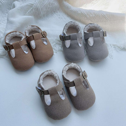 Arrival In Winter Baby Girl Solid Color Plush Warm Anti-Slip Shoes-0
