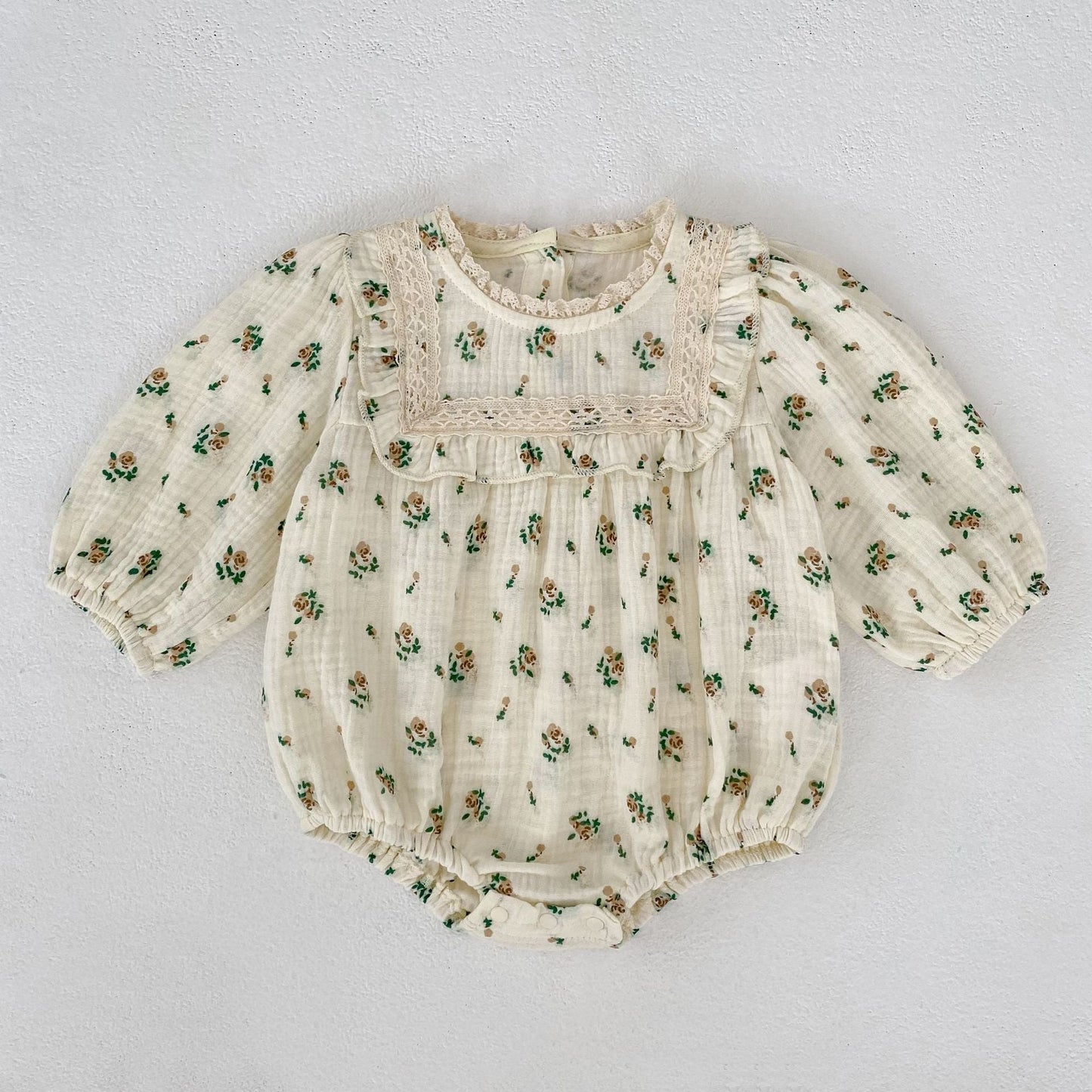 Autumn Arrival Baby Girls French-style Floral Long-sleeved Onesies and Dress – Princess Sister Matching Set-1