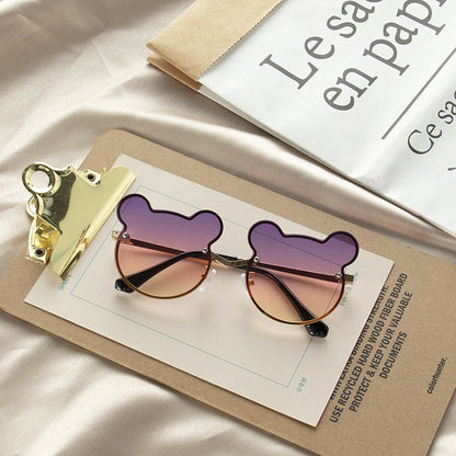 Girls Colorful Lenses Cartoon Frame Shape Fashion Sunglasses-7