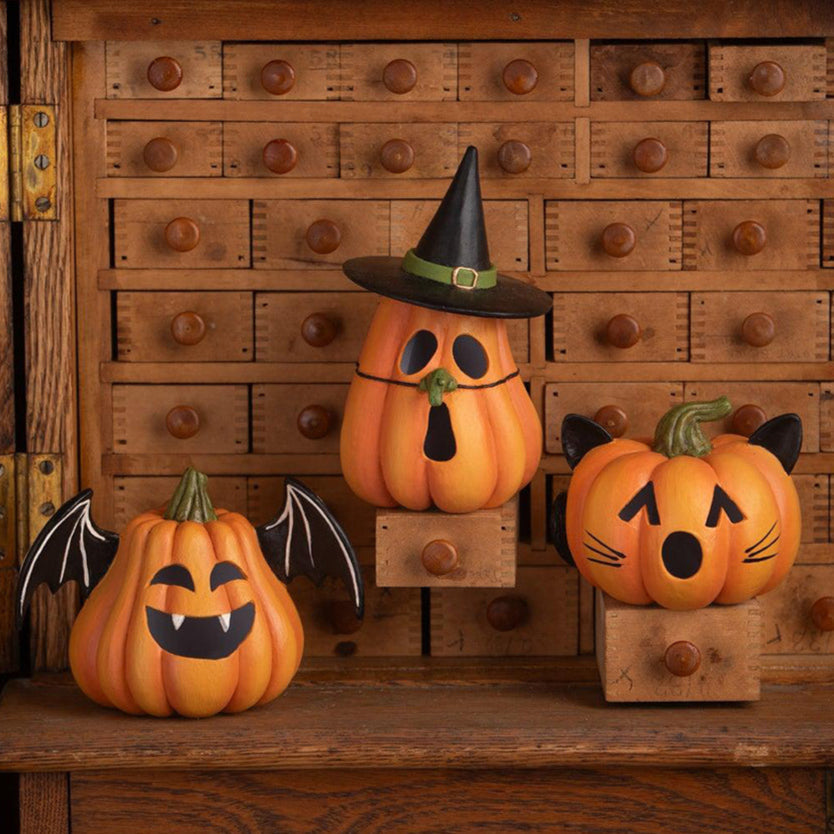 Bundle of 3 Halloween Pumpkin Luminaries by Bethany Lowe-0