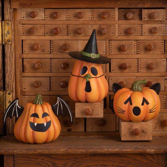 Bundle of 3 Halloween Pumpkin Luminaries by Bethany Lowe-0