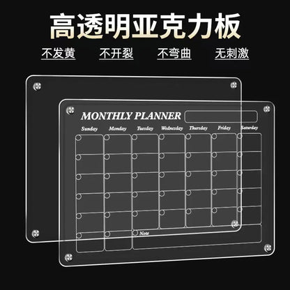 Acrylic Writable Dry Erase Weekly Meal Planner Board