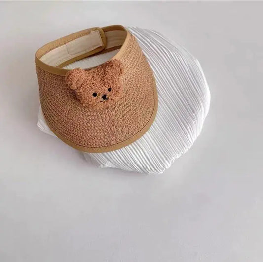 Cute Bear Summer Sun Hats for Kids (Unisex, Collapsible)