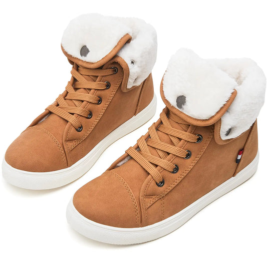 Shupua Ankle Boots For Women Lace Up Combat Boots Winter Boots Fashion Snow Boots For Girls Ankle Booties Winter Shoes(Brown.us9)