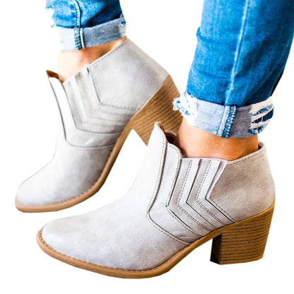 Chunky Heel Ankle Boots, Bare Boots, Mid-Heel Booties