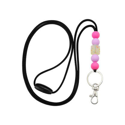 Amazon Badge Holder Keychain with Silicone Beads Lanyard