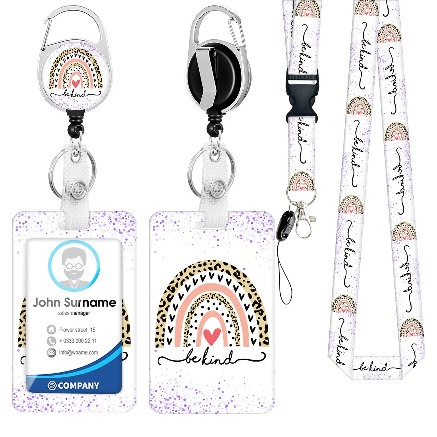 Zinc Alloy Rainbow Lanyard with PVC ID Card Holder