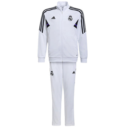 Kids - Real Madrid white training presentation tracksuit 2022/23 - Adidas-4