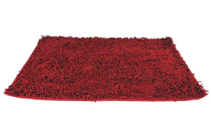 DaDa Bedding Burgundy Red Shaggy Soft Chenille Noodle Carpet Rug Bath Mat-0