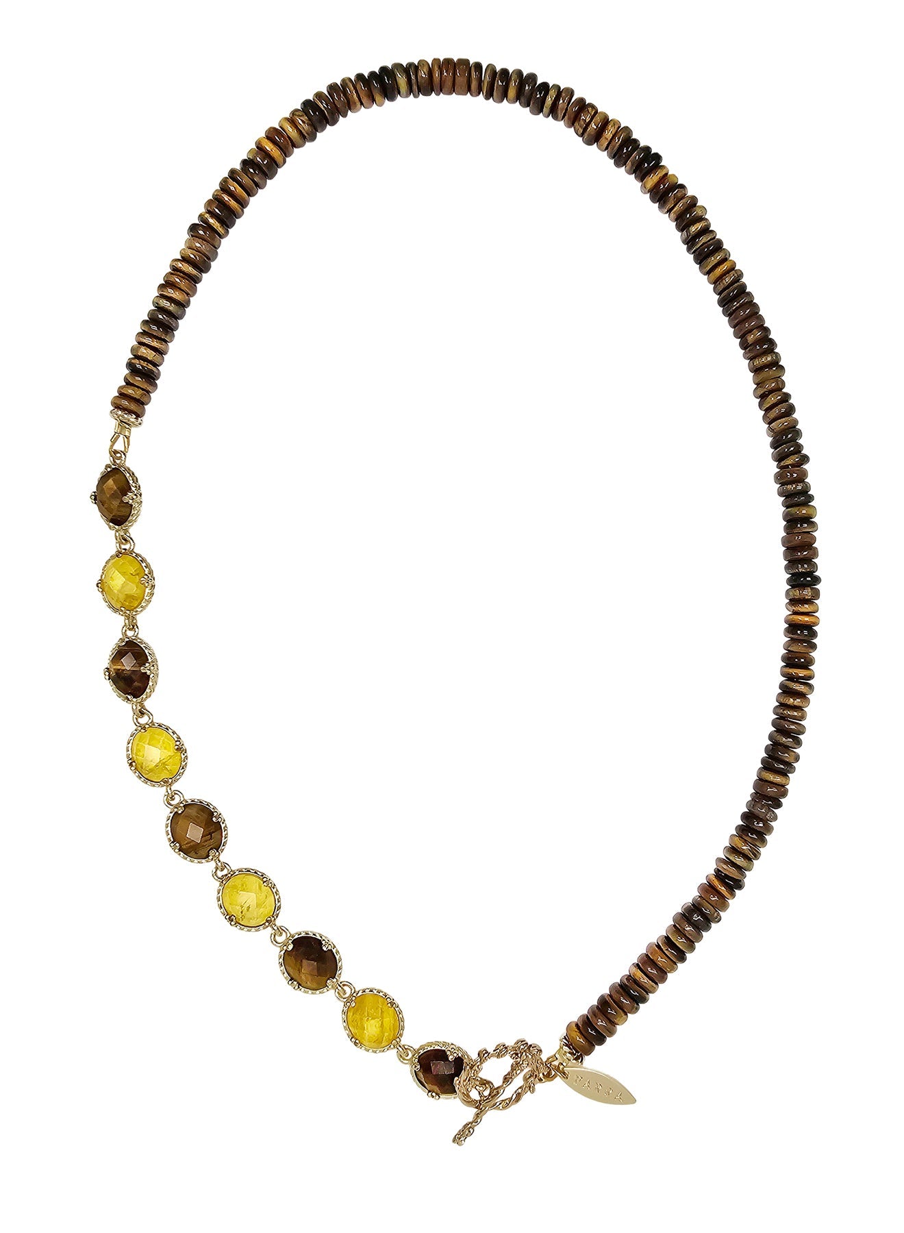 Brown Tiger-eye With Citrine Statement Necklace PN054-1