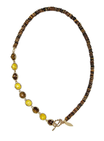 Brown Tiger-eye With Citrine Statement Necklace PN054-1