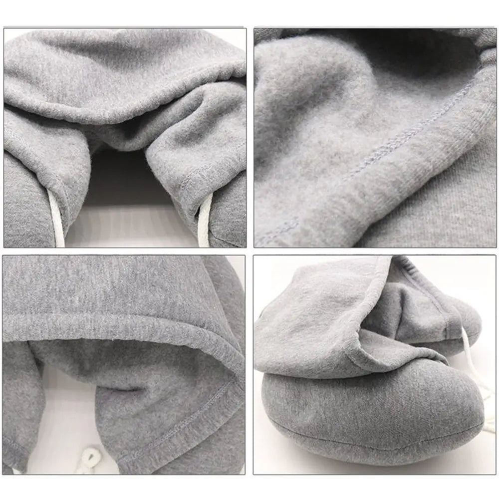 Hooded U-Shaped Neck Pillow for Comfort