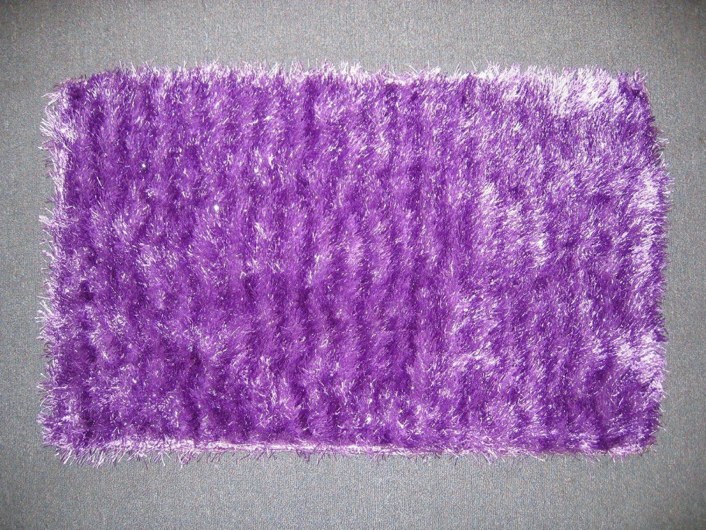 DaDa Bedding Shaggy Soft Door Mat Carpet Rug - 20" x 32" Striped Shiny Purple Lavender-1