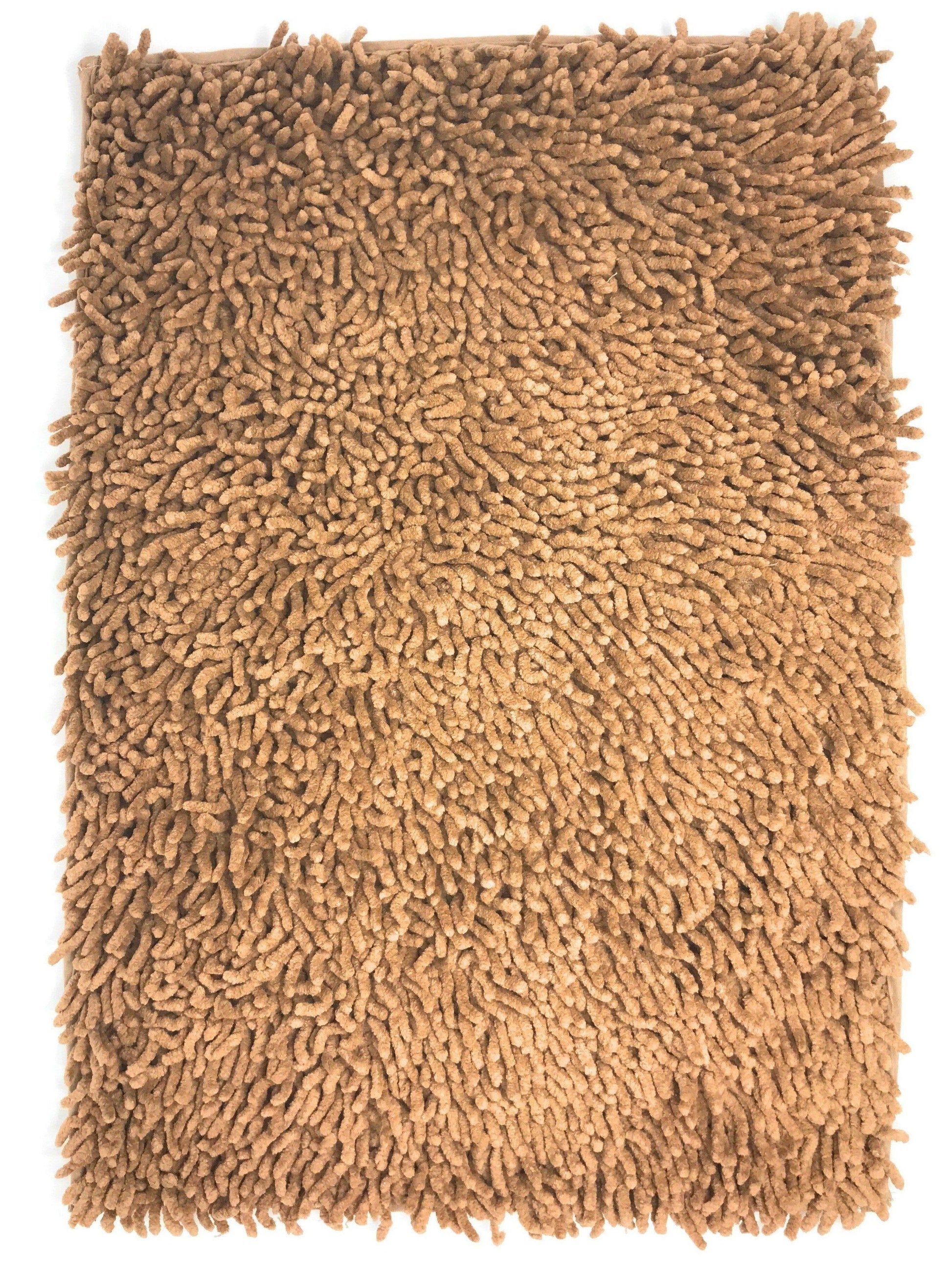 DaDa Bedding Coffee Brown Shaggy Soft Chenille Noodle Carpet Rug Bath Mat-1