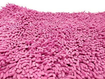 DaDa Bedding Fuchsia Magenta Pink Shaggy Soft Chenille Noodle Carpet Rug Bath Mat-4