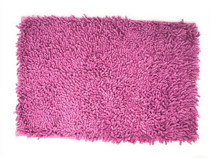 DaDa Bedding Fuchsia Magenta Pink Shaggy Soft Chenille Noodle Carpet Rug Bath Mat-1