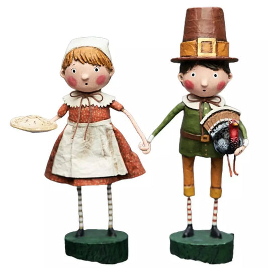 Fall Festivities Set of 2 Thanksgiving Lori Mitchell Figurines-0