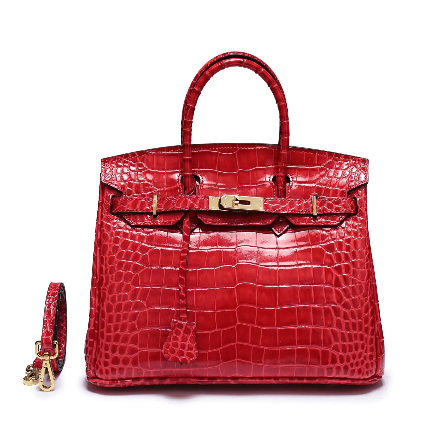 Genuine Leather Crocodile Pattern Shoulder Tote Bag