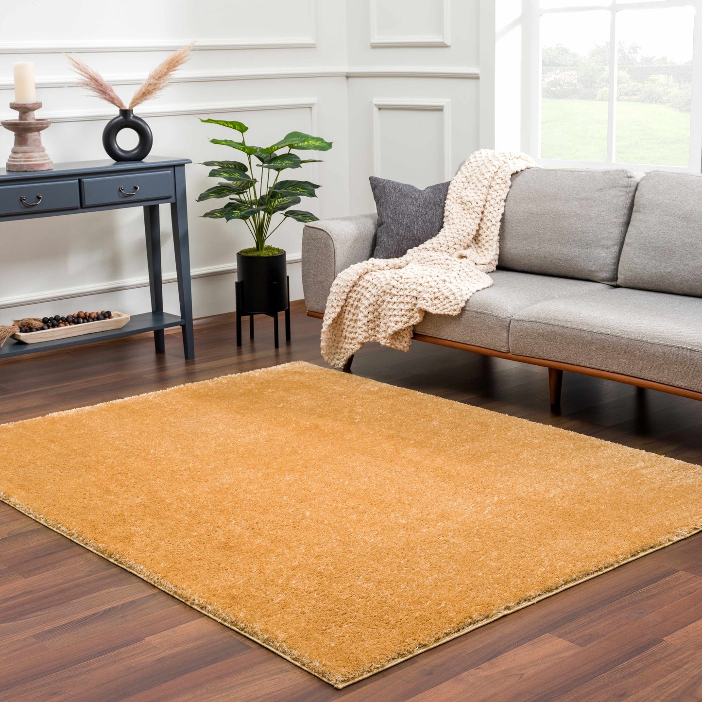 Heavenly Solid Mustard Plush Rug - Clearance-3