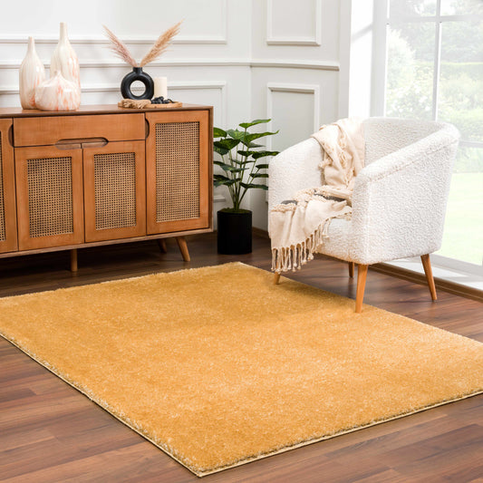 Heavenly Solid Mustard Plush Rug - Clearance-0