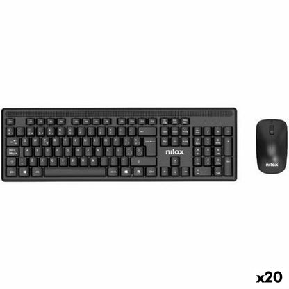 Keyboard and Mouse Nilox Black Spanish Qwerty (20 Units)-0
