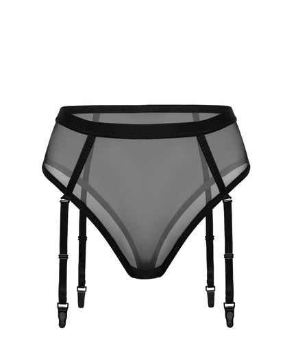 High Waisted Sheer Garter Thong, Citala-0