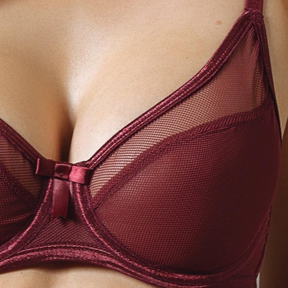 Sexy Fishnet Sheer Bra Claudette Rouge Noir-2