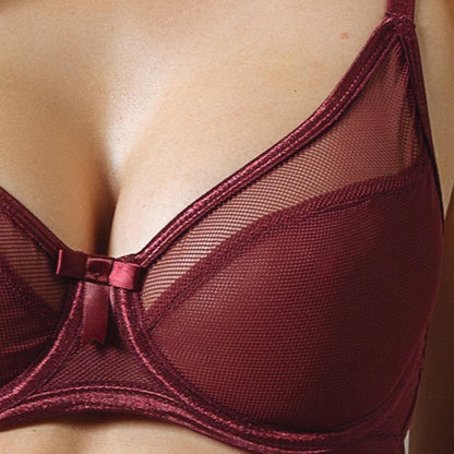Sexy Fishnet Sheer Bra Claudette Rouge Noir-2