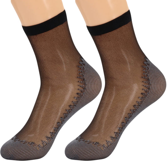 6 Pairs Women's Anti-Slip Sheer Ankle Socks with Cotton Sole and Reinforced Toe-0